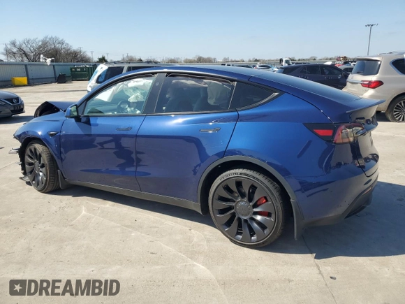 2023 Tesla Model Y Performance with VIN 7SAYGDEF5PF917808, listed as a Copart auction lot 48348615 with Not Provided miles and Salvage Title. Bid and sale history available at DreamBid. Image 2.