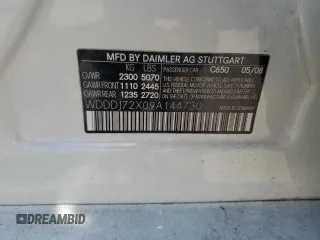 2009 Mercedes-Benz CLS 550 with VIN WDDDJ72X09A144730, listed as a Copart auction lot 62797235 with 116,924 mi miles and Salvage title. Bid and sale history available at DreamBid. Image 12.