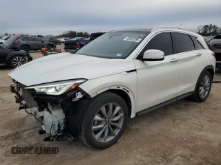 2021 Infiniti QX50 LUXE with VIN 3PCAJ5BA1MF101768, listed as a Copart auction lot 45992585 with 20,649 mi miles and Salvage Title. Bid and sale history available at carsss.com. Image 1.
