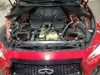 2021 Infiniti Q50 Red Sport 400 with VIN JN1FV7DR0MM880308, listed as a Copart auction lot 86103434 with 27,845 mi miles and Salvage Title. Bid and sale history available at DreamBid. Image 12.