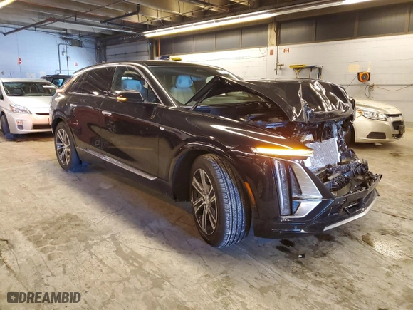 2023 Cadillac LYRIQ RWD Luxury with VIN 1GYKPMRKXPZ002144, listed as a Copart auction lot 49742274 with 0 mi miles and Salvage Title. Bid and sale history available at carsss.com. Image 4.
