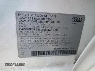 2013 Audi allroad Premium Plus with VIN WA1UFAFL8DA150777, listed as a Copart auction lot 41593745 with 163,932 mi miles and Salvage Title. Bid and sale history available at carsss.com. Image 12.