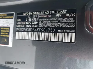 2019 Mercedes-Benz C 300 z VIN WDDWK8DB4KF901750, wystawiony jako IAAI lot #42127043 z przebiegiem 51 498 mil mil oraz . Historia ofert i sprzedaży dostępna na DreamBid. Obrazek 9.