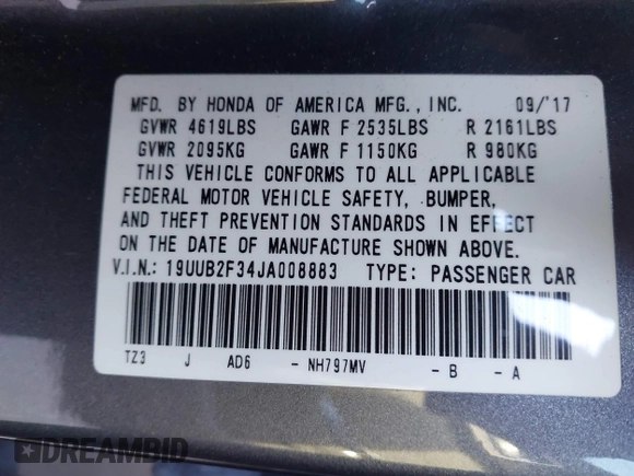 2018 Acura TLX with VIN 19UUB2F34JA008883, listed as a IAAI auction lot 41386586 with 57,928 mi miles. Bid and sale history available at carsss.com. Image 9.