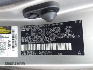 2005 Toyota Sienna CE with VIN 5TDZA23C85S322640, listed as a IAAI auction lot 42022461 with 294,074 mi miles. Bid and sale history available at carsss.com. Image 9.