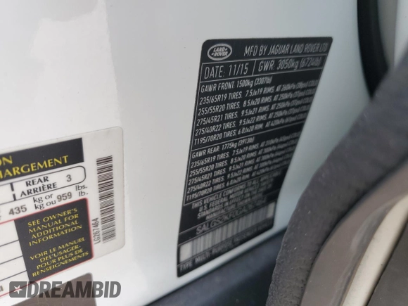 2016 Land Rover Range Rover HSE with VIN SALGS2KF0GA267464, listed as a Copart auction lot 61818165 with 100,077 mi miles and Clean title. Bid and sale history available at DreamBid. Image 13.