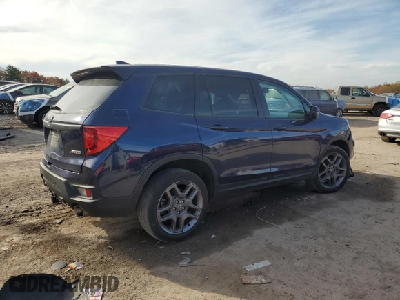 2023 Honda Passport EX-L with VIN 5FNYF8H5XPB033406, listed as a Copart auction lot 78455204 with 36,414 mi miles and Salvage title. Bid and sale history available at DreamBid. Image 3.