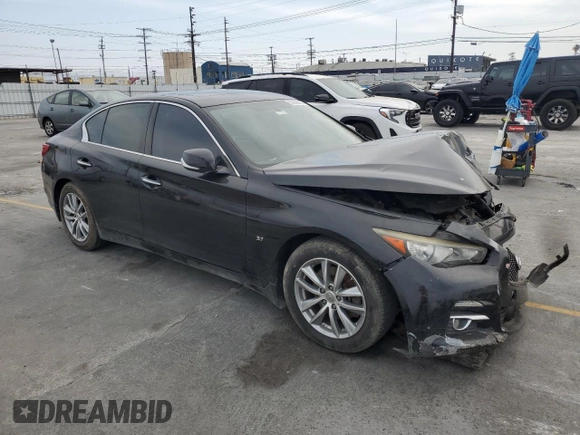 2014 Infiniti Q50 Premium with VIN JN1BV7ARXEM687233, listed as a Copart auction lot 58828595 with 122,813 mi miles and Salvage title. Bid and sale history available at DreamBid. Image 4.