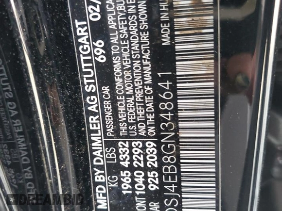 2016 Mercedes-Benz CLA 250 with VIN WDDSJ4EB8GN348641, listed as a Copart auction lot 82454983 with 136,777 mi miles and . Bid and sale history available at DreamBid. Image 12.
