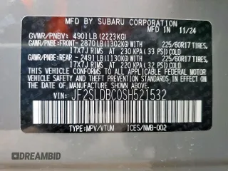 2025 Subaru Forester Premium с VIN JF2SLDBC0SH521532, выставлен на аукционе Copart как лот 61059815 с пробегом 2 133 миль миль и Списание • Salvage title. История ставок и продаж доступна на DreamBid. Изображение 13.