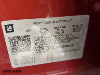 2019 Chevrolet Tahoe LT with VIN 1GNSCBKC2KR258478, listed as a Copart auction lot 62454254 with 0 mi miles and Salvage Title. Bid and sale history available at carsss.com. Image 15.