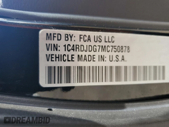 2021 Dodge Durango GT with VIN 1C4RDJDG7MC750878, listed as a Copart auction lot 60526925 with 36,190 mi miles and Salvage title. Bid and sale history available at DreamBid. Image 13.