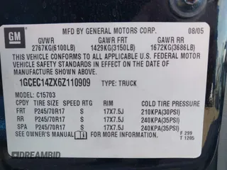 2006 Chevrolet Silverado 1500 Work Truck with VIN 1GCEC14ZX6Z110909, listed as a IAAI auction lot 42227581 with 156,634 mi miles and . Bid and sale history available at DreamBid. Image 9.