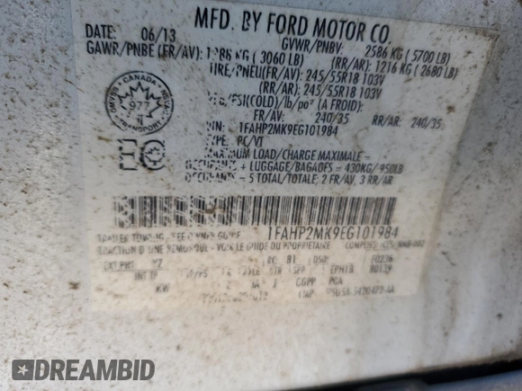 2014 Ford Police Interceptor z VIN 1FAHP2MK9EG101984, wystawiony jako Copart lot #55168275 z przebiegiem 159 403 mil mil oraz Szkoda całkowita • Salvage title. Historia ofert i sprzedaży dostępna na DreamBid. Obrazek 12.