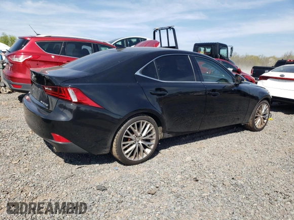 2015 Lexus IS 250 with VIN JTHCF1D21F5023746, listed as a Copart auction lot 54136965 with 74,157 mi miles and Salvage title. Bid and sale history available at DreamBid. Image 3.