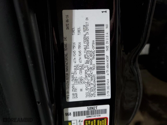 2016 Toyota Tacoma SR with VIN 5TFSX5EN0GX046693, listed as a Copart auction lot 45871195 with 78,014 mi miles and Salvage Title. Bid and sale history available at carsss.com. Image 13.