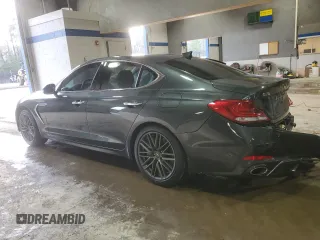 2019 Genesis G70 Dynamic with VIN KMTG34LE2KU019750, listed as a Copart auction lot 43602185 with 23,027 mi miles and Salvage Title. Bid and sale history available at DreamBid. Image 2.