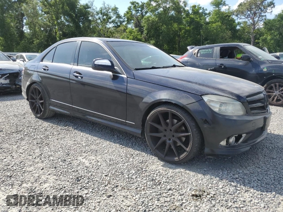 2009 Mercedes-Benz C 300 Sport with VIN WDDGF81X59F265844, listed as a Copart auction lot 53317415 with 209,533 mi miles and Salvage title. Bid and sale history available at DreamBid. Image 4.
