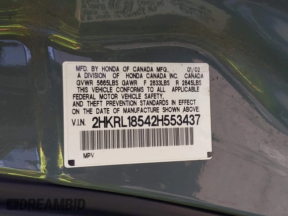 2002 Honda Odyssey LX z VIN 2HKRL18542H553437, wystawiony jako IAAI lot #41824481 z przebiegiem 222 428 mil mil oraz . Historia ofert i sprzedaży dostępna na DreamBid. Obrazek 9.