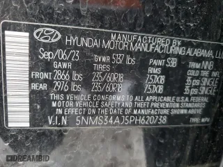 2023 Hyundai Santa Fe SEL with VIN 5NMS34AJ5PH620738, listed as a Copart auction lot 89128395 with 22,453 mi miles and Salvage Title. Bid and sale history available at carsss.com. Image 15.