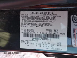 2010 Ford Fusion SE with VIN 3FAHP0HA7AR180984, listed as a IAAI auction lot 41576269 with 165,998 mi miles. Bid and sale history available at carsss.com. Image 9.