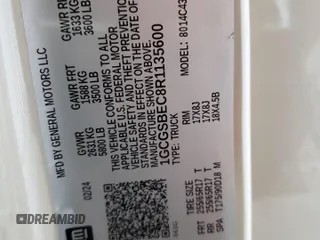 2024 Chevrolet Colorado 2WD Work Truck z VIN 1GCGSBEC8R1135600, wystawiony jako Copart lot #55925215 z przebiegiem 23 412 mil mil oraz Czysty tytuł • Clean title. Historia ofert i sprzedaży dostępna na DreamBid. Obrazek 12.