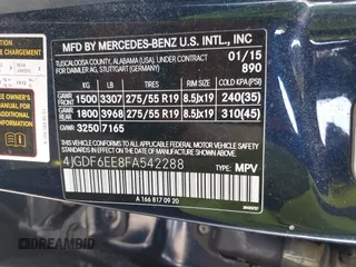 2015 Mercedes-Benz GL-Class GL 450 with VIN 4JGDF6EE8FA542288, listed as a IAAI auction lot 42098527 with 115,312 mi miles. Bid and sale history available at carsss.com. Image 9.