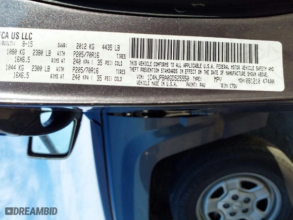 2016 Jeep Patriot Sport with VIN 1C4NJPBA0GD525550, listed as a IAAI auction lot 41685524 with 82,630 mi miles. Bid and sale history available at carsss.com. Image 9.