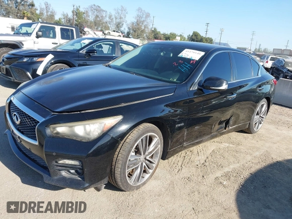 2014 Infiniti Q50 Hybrid Sport with VIN JN1AV7AR1EM701435, listed as a IAAI auction lot 41479140 with 154,338 mi miles. Bid and sale history available at carsss.com. Image 2.