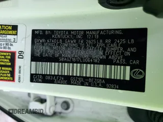 2020 Lexus ES 350 F Sport z VIN 58AGZ1B17LU064182, wystawiony jako Copart lot #50023135 z przebiegiem 58 269 mil mil oraz Szkoda całkowita • Salvage title. Historia ofert i sprzedaży dostępna na DreamBid. Obrazek 12.