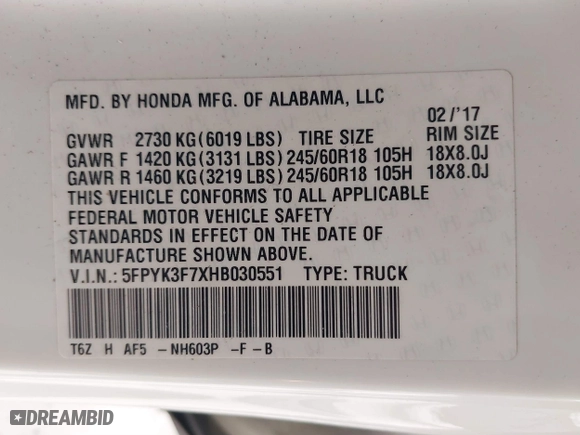 2017 Honda Ridgeline RTL-E with VIN 5FPYK3F7XHB030551, listed as a IAAI auction lot 41903844 with 153,594 mi miles. Bid and sale history available at carsss.com. Image 9.