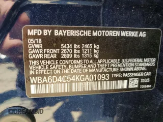 2019 BMW 6 Series 650i with VIN WBA6D4C54KGA01093, listed as a Copart auction lot 61496984 with 23,951 mi miles and Salvage Title. Bid and sale history available at carsss.com. Image 14.