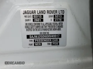 2013 Jaguar XJ Portfolio with VIN SAJWJ2GD6D8V49917, listed as a Copart auction lot 59896475 with Not provided miles and Salvage title. Bid and sale history available at DreamBid. Image 13.