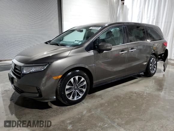 2022 Honda Odyssey EX-L z VIN 5FNRL6H71NB008541, wystawiony jako Copart lot #56850895 z przebiegiem 32 466 mil mil oraz Szkody całkowita. Historia ofert i sprzedaży dostępna na DreamBid. Obrazek 1.