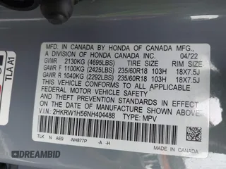 2022 Honda CR-V EX with VIN 2HKRW1H56NH404488, listed as a IAAI auction lot 41725290 with 49,383 mi miles. Bid and sale history available at carsss.com. Image 9.