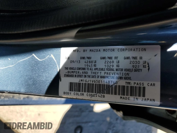 2014 Mazda Mazda6 i Touring with VIN JM1GJ1V65E1148760, listed as a Copart auction lot 53655235 with 108,625 mi miles and Clean Title. Bid and sale history available at carsss.com. Image 12.