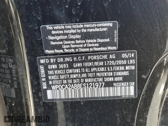 2014 Porsche Boxster with VIN WP0CA2A88ES121977, listed as a Copart auction lot 54177695 with 0 mi miles and Clean Title. Bid and sale history available at carsss.com. Image 13.