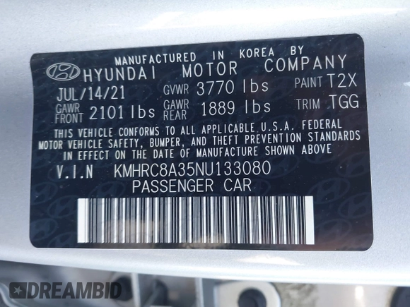 2022 Hyundai Venue SEL with VIN KMHRC8A35NU133080, listed as a IAAI auction lot 40300938 with 95,510 mi miles and . Bid and sale history available at DreamBid. Image 9.
