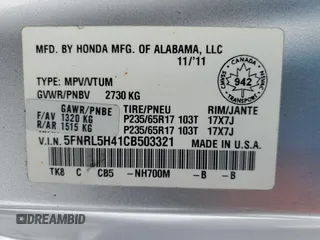 2012 Honda Odyssey EX with VIN 5FNRL5H41CB503321, listed as a Copart auction lot 41341325 with 270,085 mi miles and Salvage Title. Bid and sale history available at carsss.com. Image 13.