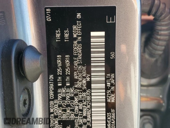 2019 Lexus NX 300 z VIN JTJBARBZ7K2188705, wystawiony jako Copart lot #55131045 z przebiegiem 71 737 mil mil oraz Szkoda całkowita • Salvage title. Historia ofert i sprzedaży dostępna na DreamBid. Obrazek 13.