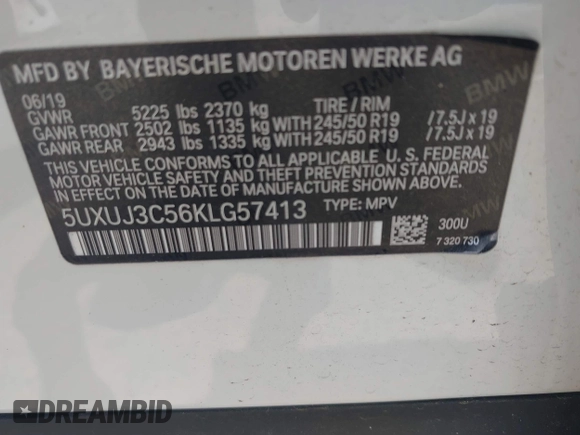 2019 BMW X4 xDrive30i с VIN 5UXUJ3C56KLG57413, выставлен на аукционе IAAI как лот 42473121 с пробегом 113 051 миль миль и . История ставок и продаж доступна на DreamBid. Изображение 9.