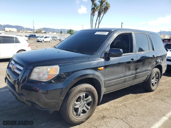 2007 Honda Pilot LX with VIN 5FNYF28107B040892, listed as a Copart auction lot 51130055 with 0 mi miles and Salvage Title. Bid and sale history available at carsss.com. Image 1.