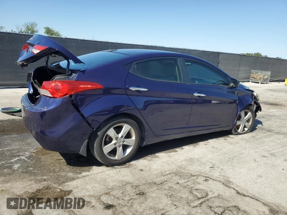 2013 Hyundai Elantra Limited with VIN 5NPDH4AE7DH179786, listed as a Copart auction lot 52531825 with 147,850 mi miles and Salvage Title. Bid and sale history available at DreamBid. Image 3.