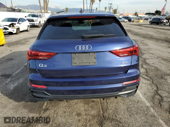 2021 Audi Q3 S line Premium Plus with VIN WA1EECF3XM1053860, listed as a Copart auction lot 37636673 with 28,207 mi miles. Bid and sale history available at carsss.com. Image 6.