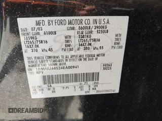 2004 Ford Excursion с VIN 1FMNU44S24EA00941, выставлен на аукционе IAAI как лот 42523737 с пробегом 162 528 миль миль и . История ставок и продаж доступна на DreamBid. Изображение 9.