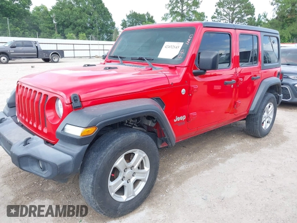 2019 Jeep Wrangler Unlimited Sport S with VIN 1C4HJXDN6KW639739, listed as a IAAI auction lot 42432143 with Not provided miles and . Bid and sale history available at DreamBid. Image 2.