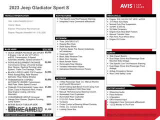 2023 Jeep Gladiator Sport S с VIN 1C6HJTAG5PL521017, выставлен на аукционе Copart как лот 56530235 с пробегом 54 751 миль миль и Чистый • Clean title. История ставок и продаж доступна на DreamBid. Изображение 12.