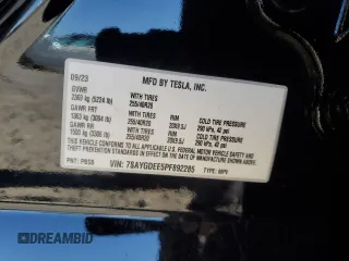 2023 Tesla Model Y Long Range with VIN 7SAYGDEE5PF892285, listed as a Copart auction lot 46458635 with 39,951 mi miles and Salvage Title. Bid and sale history available at DreamBid. Image 13.