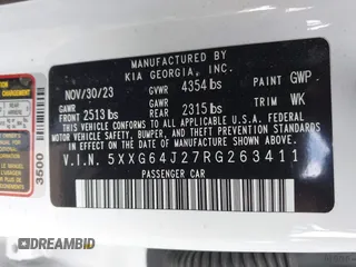 2024 Kia K5 GT-Line z VIN 5XXG64J27RG263411, wystawiony jako IAAI lot #41968914 z przebiegiem 23 238 mil mil oraz . Historia ofert i sprzedaży dostępna na DreamBid. Obrazek 9.