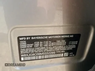 2021 BMW X1 xDrive28i with VIN WBXJG9C09M5S52289, listed as a Copart auction lot 64413105 with Not provided miles and Salvage title. Bid and sale history available at DreamBid. Image 13.